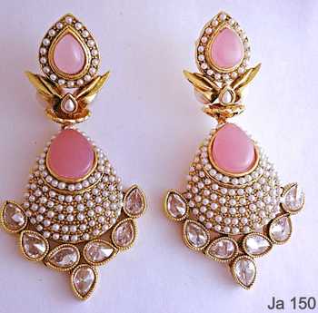 Pink Stone Kundan Earrings Online Pink Stone Kundan Earrings