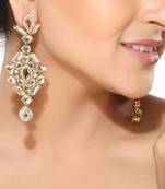 White Kundan and CZ dangler Earrings