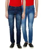 Multicolor denim combo pants for men