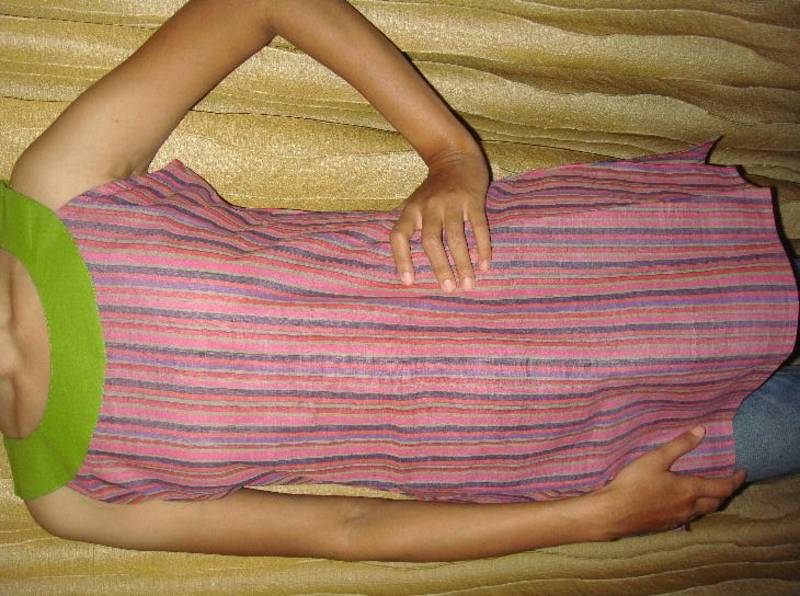 Pink and green Mangalgiri cotton kurti