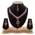 Maroon Austrian Stone Party Wear Gold Finishing Necklace Set With Maang Tikka