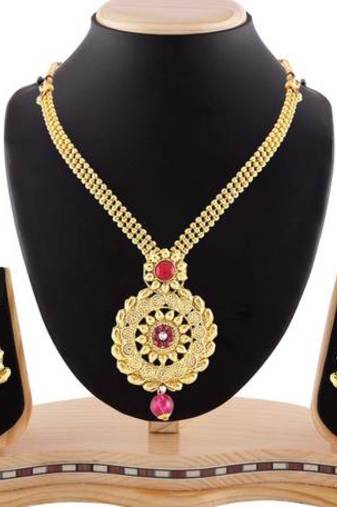 Pink Austrian Stone Trendy Design Necklace Set