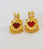 Maroon Palakka Stud Earrings