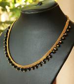 Gold Plated Black Beaded Necklace
