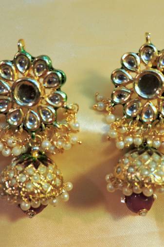 Gold Plated Jaipuri Royal Kundan Jhumkaas