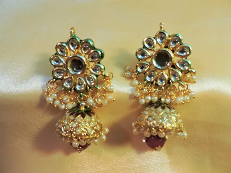 Gold Plated Jaipuri Royal Kundan Jhumkaas