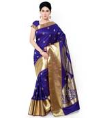 Blue art silk saree With Blouse