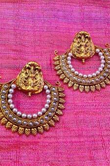 Ethnic leaves goddess lakshmi motif ram leela pearl earring Ha369w