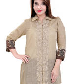 Beige Chanderi Short Kurti