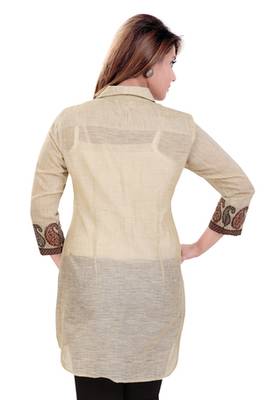 Beige Chanderi Short Kurti 2