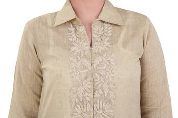 Beige Chanderi Short Kurti 4