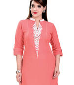 Dark  Peach Linen Short Kurti