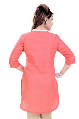 Dark  Peach Linen Short Kurti 3