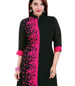 Black Chiffon Embroidered Georgette Kurti