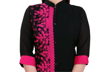 Black Chiffon Embroidered Georgette Kurti 2