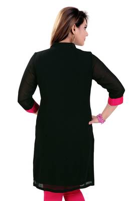 Black Chiffon Embroidered Georgette Kurti 3