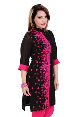 Black Chiffon Embroidered Georgette Kurti 4