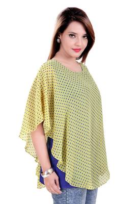Yellow Kurti Blue Polka  Chiffon Kurti 2