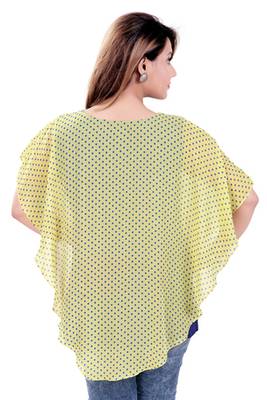Yellow Kurti Blue Polka  Chiffon Kurti 3