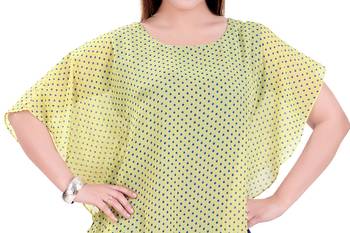 Yellow Kurti Blue Polka  Chiffon Kurti 4