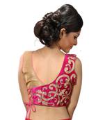 Intrigue Golden and pink velvet stitched readymade blouse