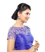Royal Blue Embrodiery Stitched Net Readymade Blouse