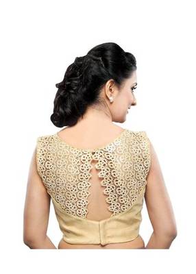 Gold No Embrodiery Stitched Tissue Readymade Blouse 2