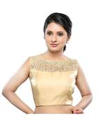 Gold No Embrodiery Stitched Tissue Readymade Blouse