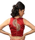 Maroon handwork blouse. dupion silk stitched blouse