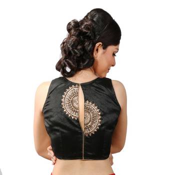 Black handwork blouse. dupion silk stitched blouse 1
