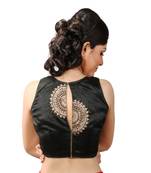Black handwork blouse. dupion silk stitched blouse