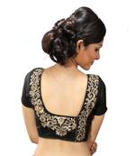 Black dupion silk Gold zari embroidery stitched blouse