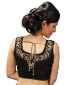 Black zari embroidery chanderi silk stitched blouse