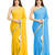 Yellow and Light Blue plain chiffon saree with blouse