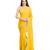 Yellow and Light Blue plain chiffon saree with blouse