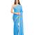 Yellow and Light Blue plain chiffon saree with blouse