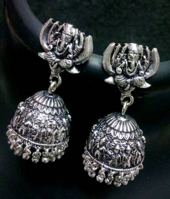 Tribal german silver jhumka earring 1