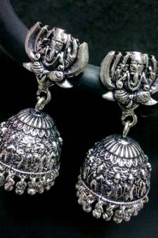 Tribal german silver jhumka earring