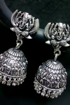 Tribal german silver jhumka earring