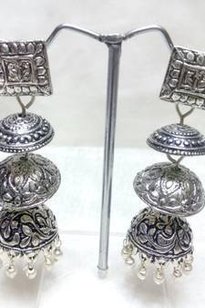 Tribal german silver jhumka earring