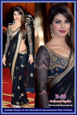 Priyanka chopra bollywood black net saree
