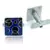 Square blue black checks enamel rhodium plated cufflink for men