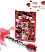Real Feather Red Rose With Card