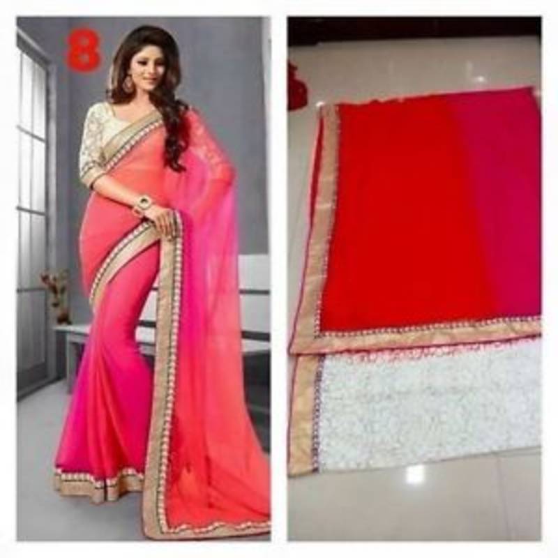 Pink-Orange Saree 