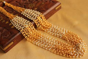 Lovely Designer 15 Strand Pearl  Gold Multilayer Necklace 1