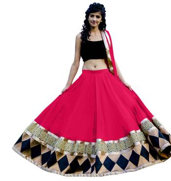 Pink net plain unstitched lehenga choli (Premium quality) 1