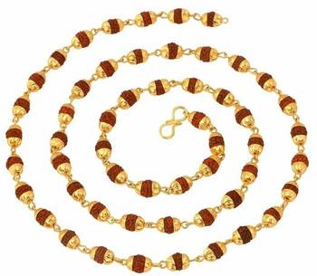 The jewelbox gold plated rudraksh mala chain 1