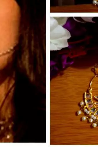 Mastani Peacock Pearl Gold Platted Spring Nath