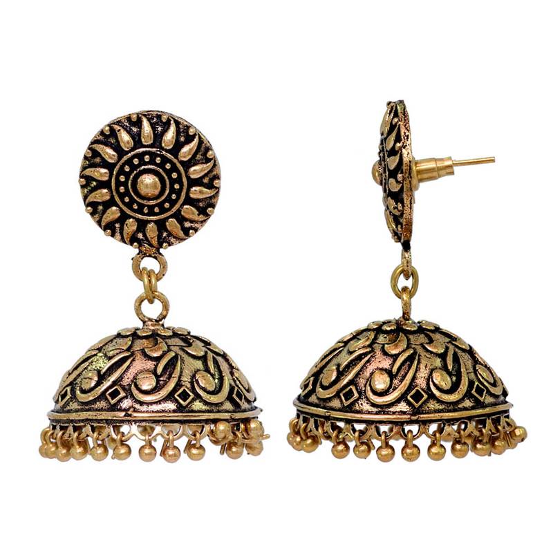 Indian Bollywood Oxidized Gold Plated Jhumka