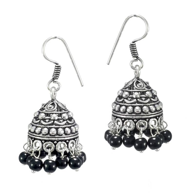 Indian Fashion Black Beads Jhumka Earring